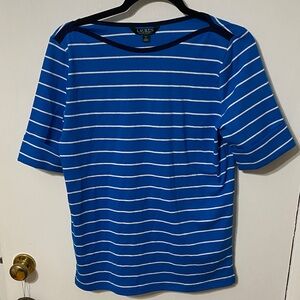 Lauren Ralph Lauren Striped Blue and White Tee